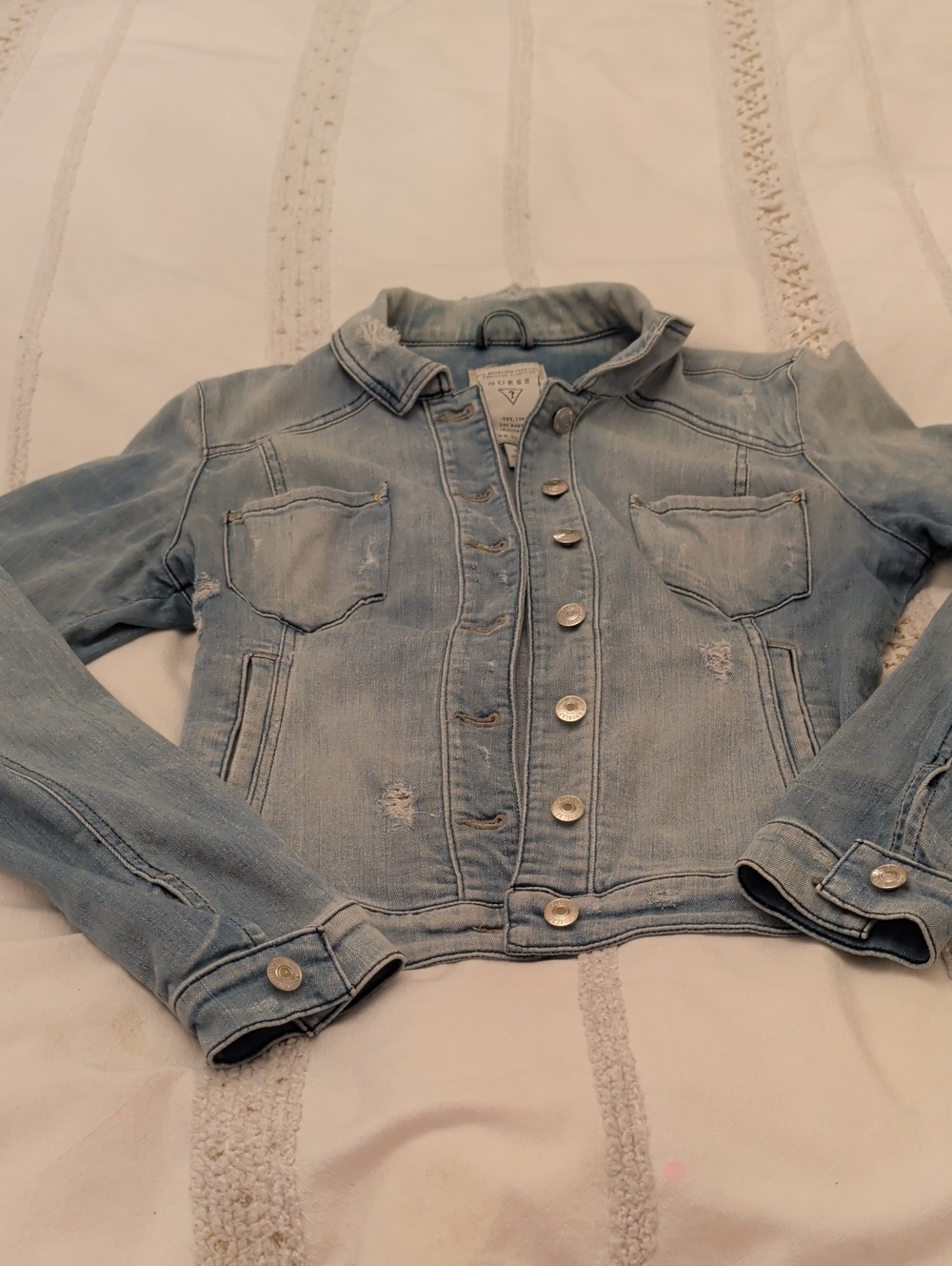 Guess Light Wash Denim Jacket - Pale Blue Jean Coat